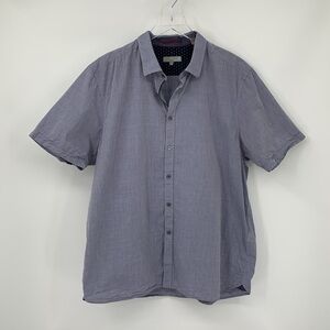 Ted Baker London button front chambray blue short sleeve shirt men dot 7 3X